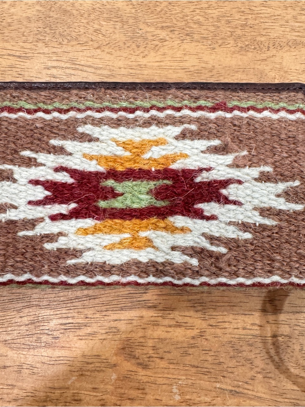 Ariat Sheridan Brown Woven Wool Clutch Southwestern Leather Wallet Fringe Tassel - Picture 4 of 8